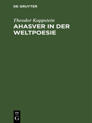 cover image of Ahasver in der Weltpoesie